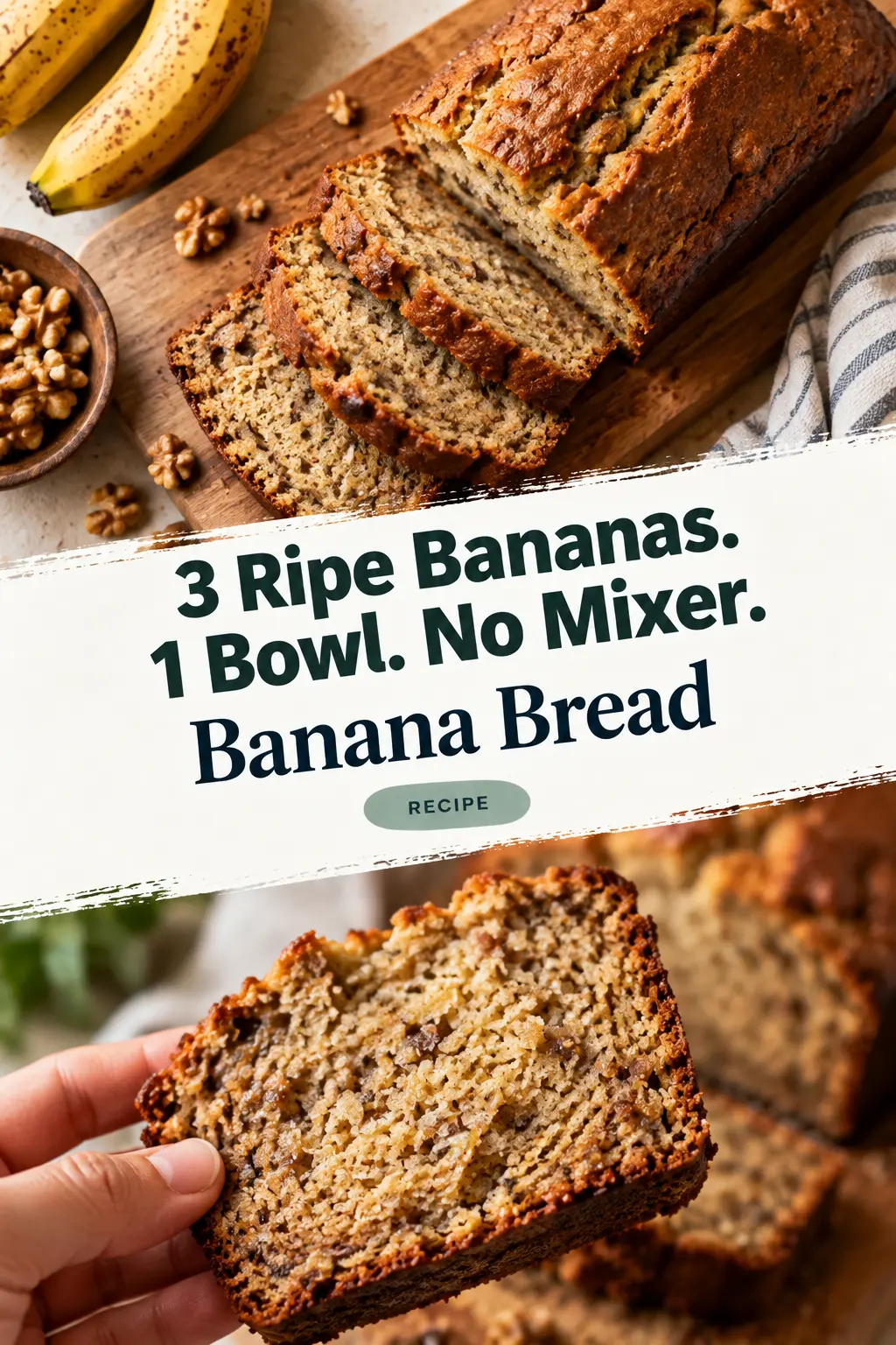 Easy Banana Bread Recipe (Moist, One-Bowl)